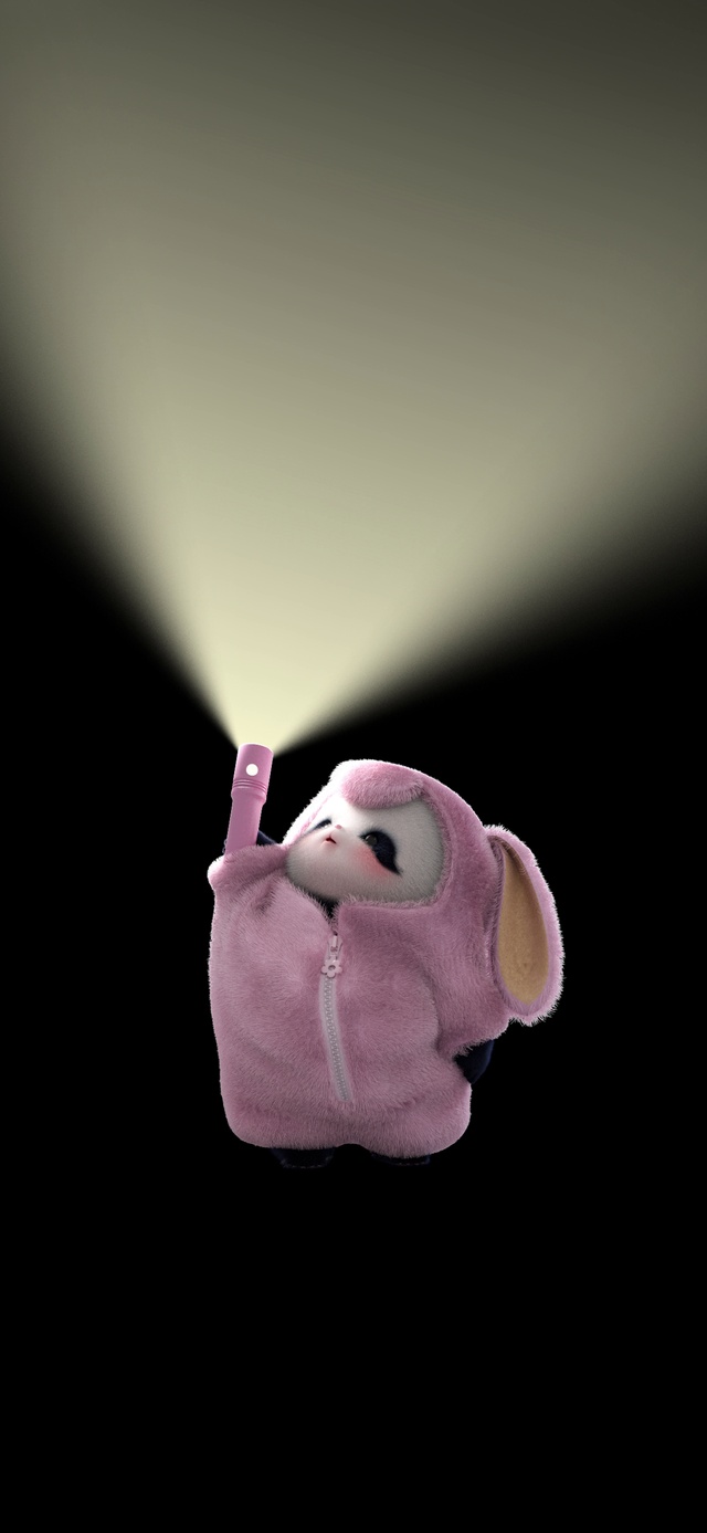 熊非熊粉兔兔手电筒开灯壁纸