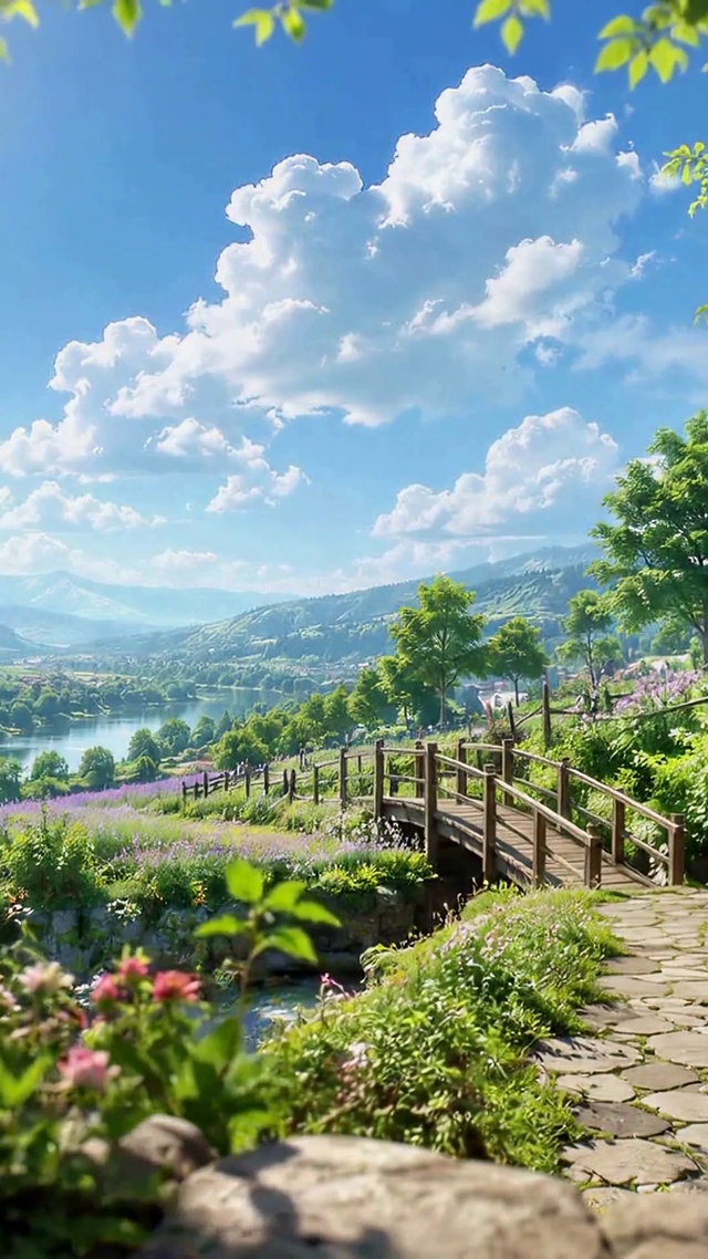 阳光河畔清新花园风景