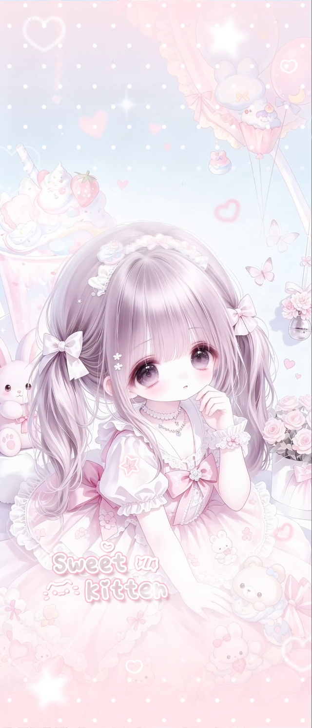 蓝粉卡哇伊可爱女孩