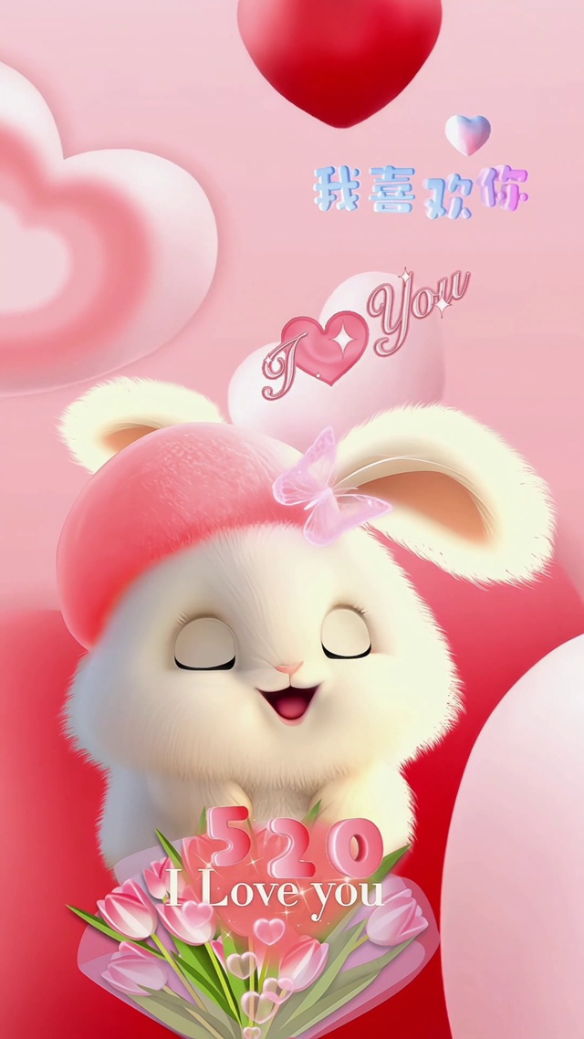 4K60帧-高清粉色治愈兔兔