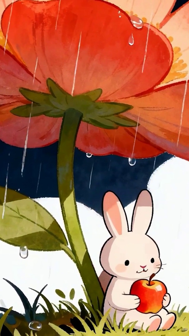 雨天拿着苹果