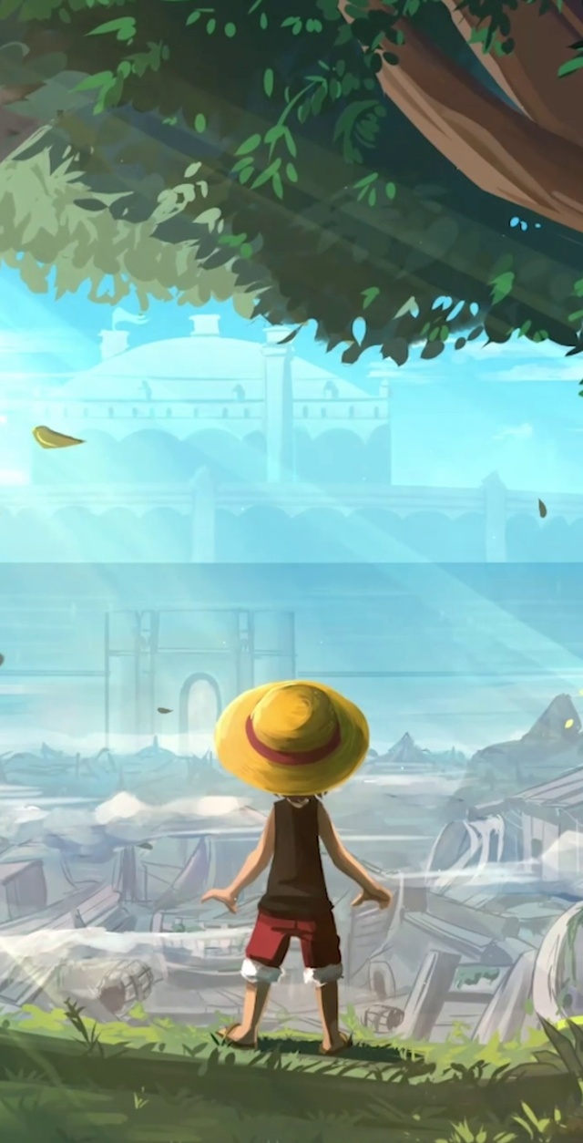 海贼王路飞萌萌小男孩城市风景