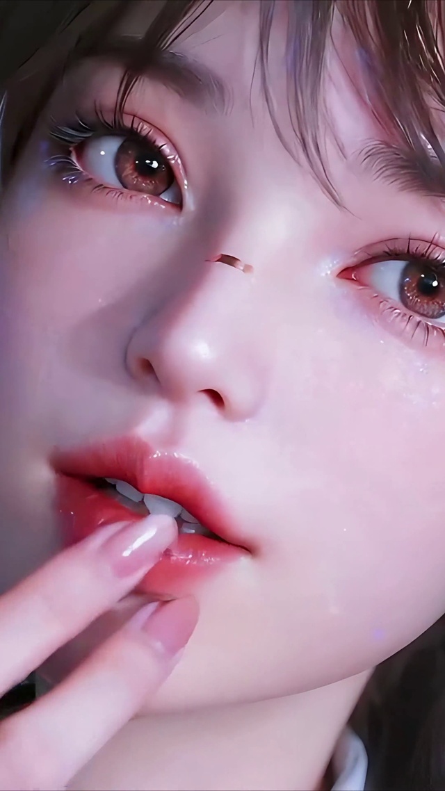 涂口红的时尚少女