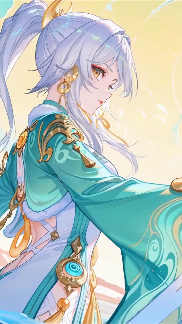 水中持剑白毛少女-兹白