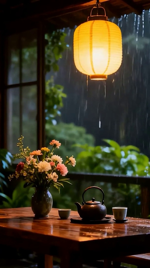 窗外雨天