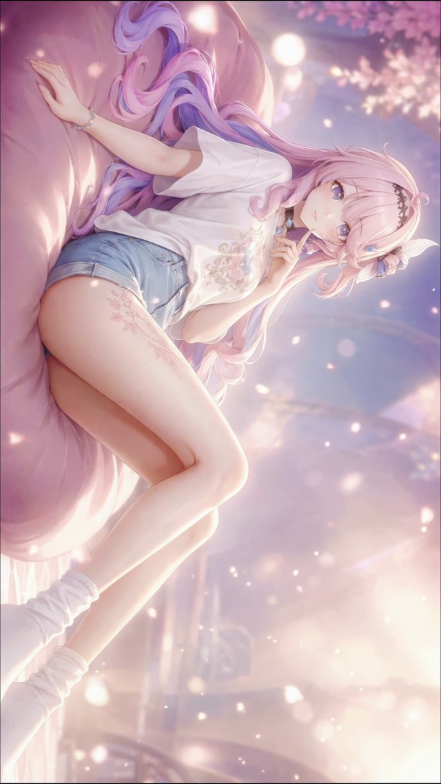 粉发梦幻温柔眨眼美少女