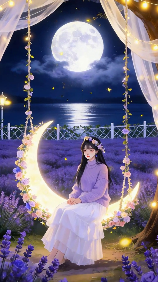 月光下的美少女