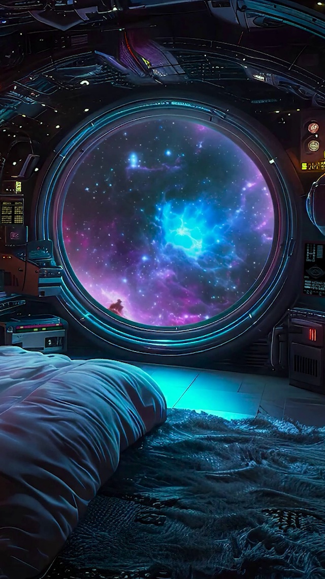 科幻太空船舱卧室