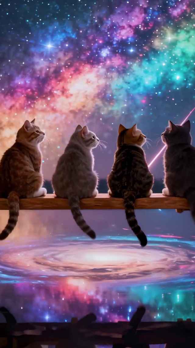 星际喵团秋千星河倒影的治愈奇幻