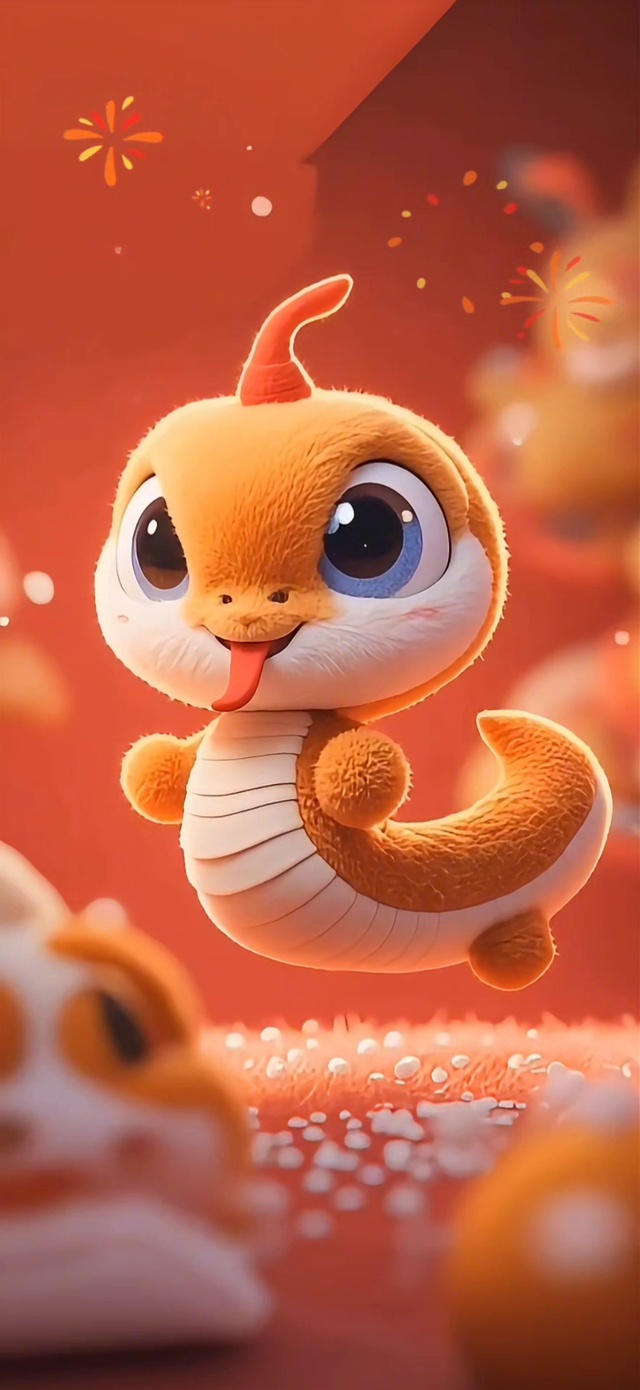 可爱喜庆毛绒绒小蛇祝福