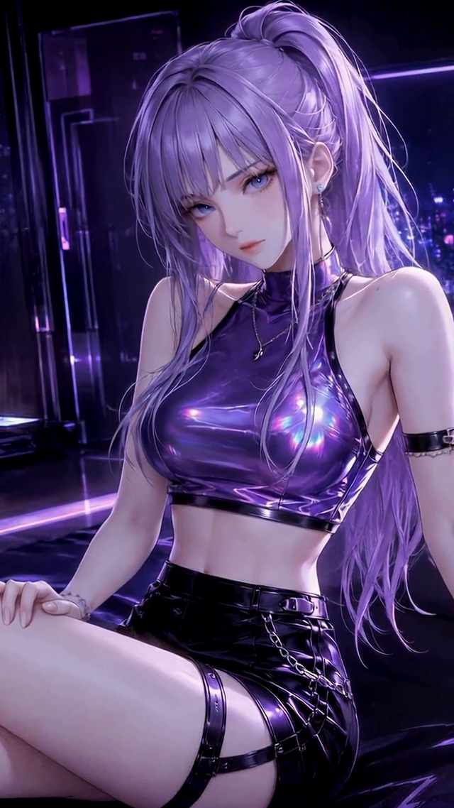 紫发赛博朋克美少女