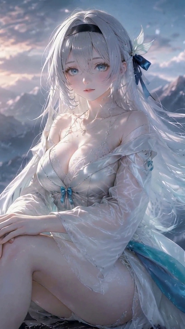 雪山晨光少女
