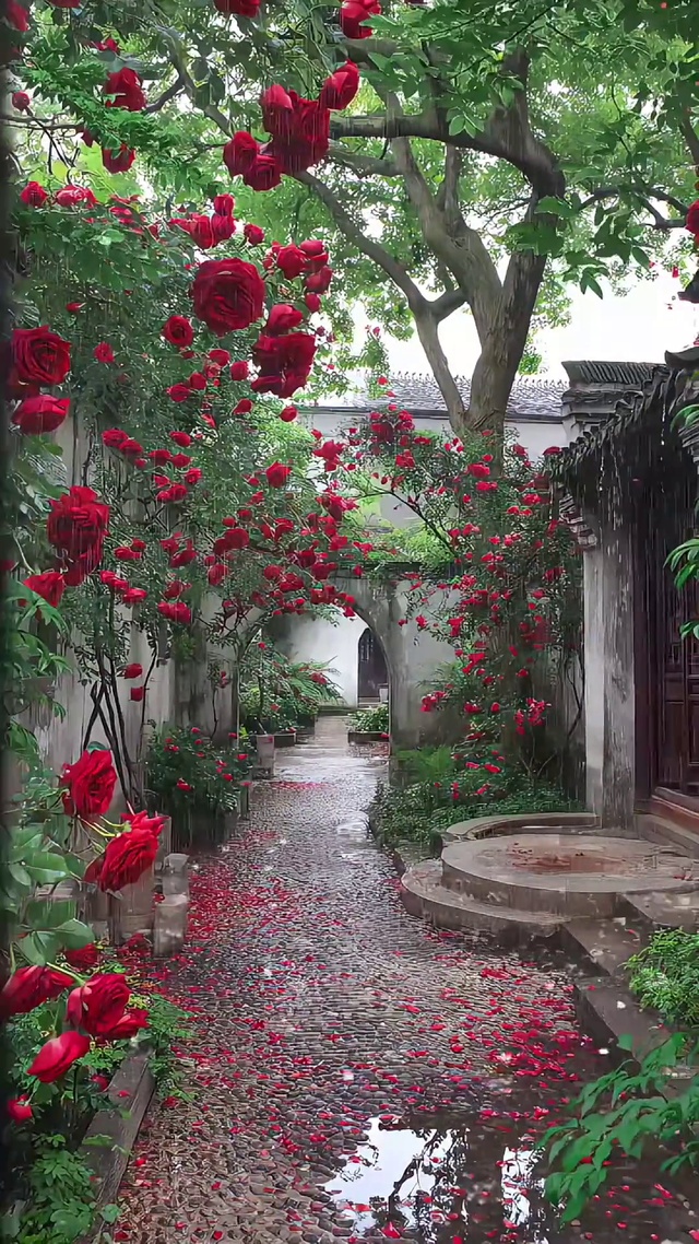 雨中小院
