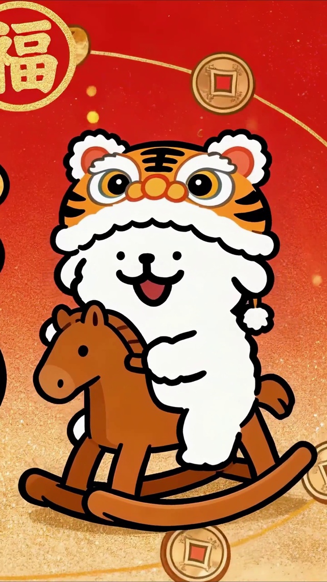 新年财神线条小狗