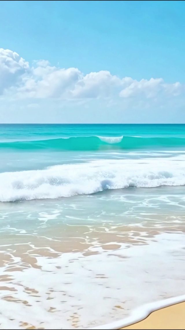 唯美沙滩海浪4K