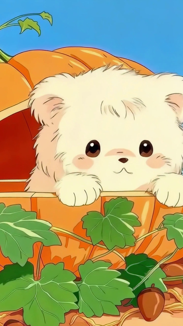 南瓜屋里的小白熊