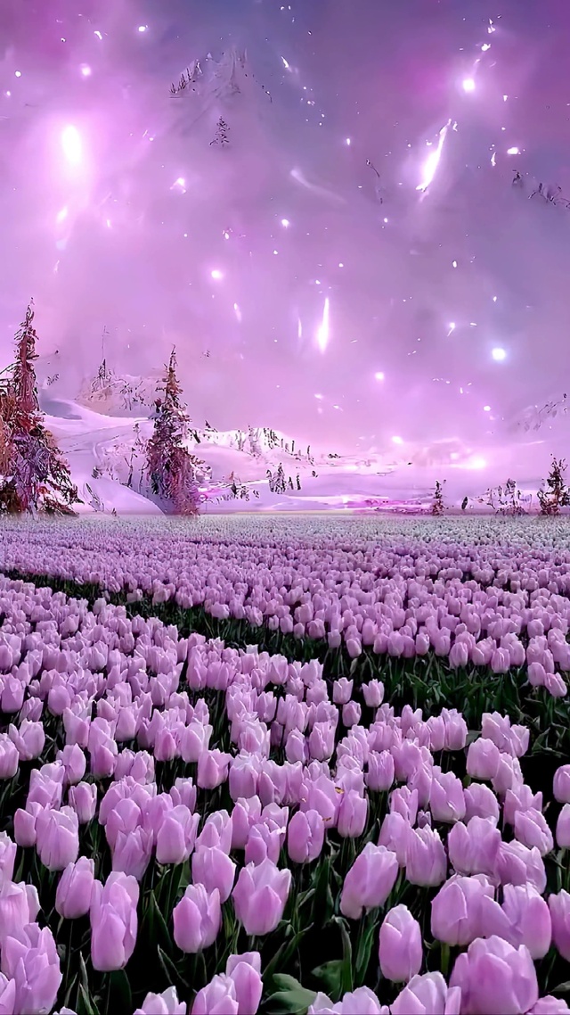 紫色极光郁金香花海