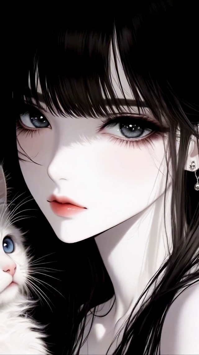 暗调少女和猫
