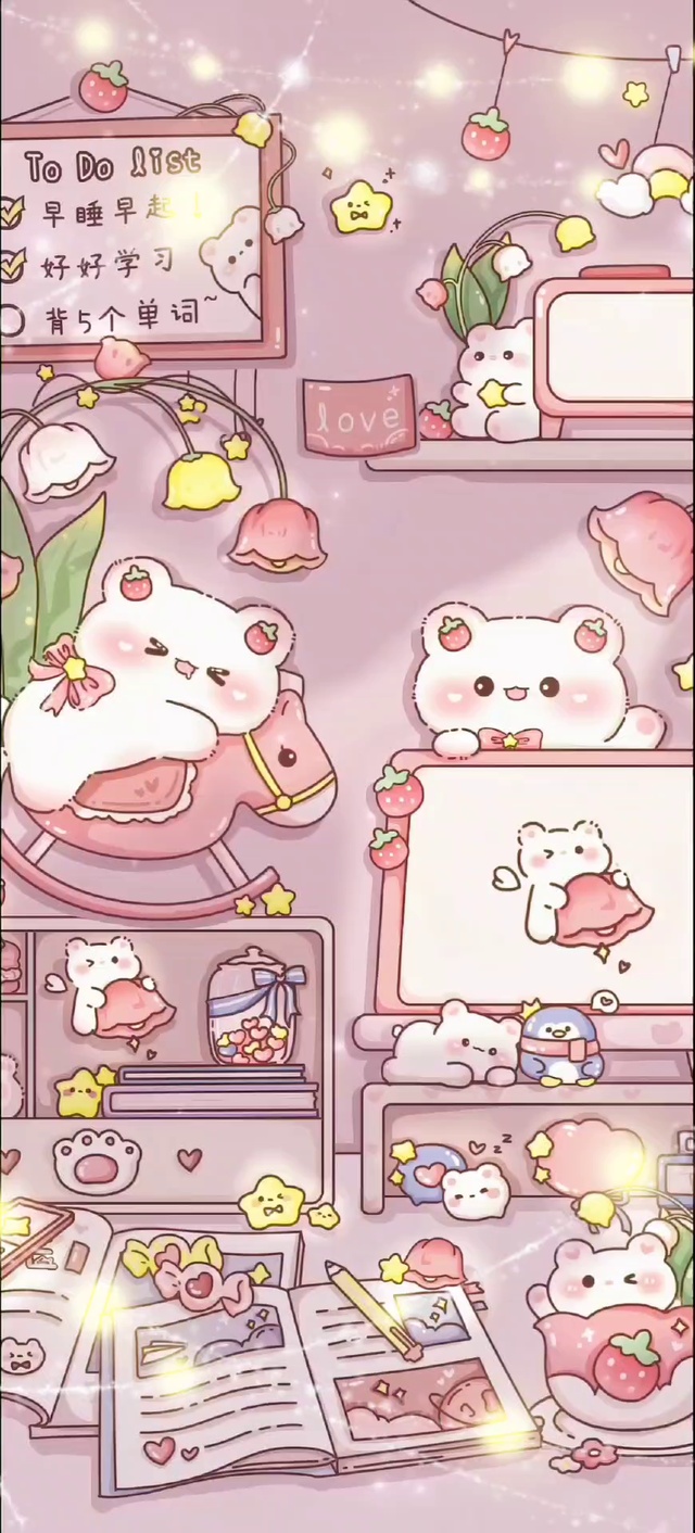 可爱萌萌粉兔子书桌