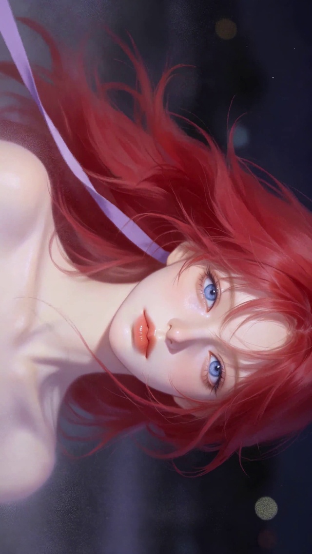 红发飘逸唯美蓝眼少女