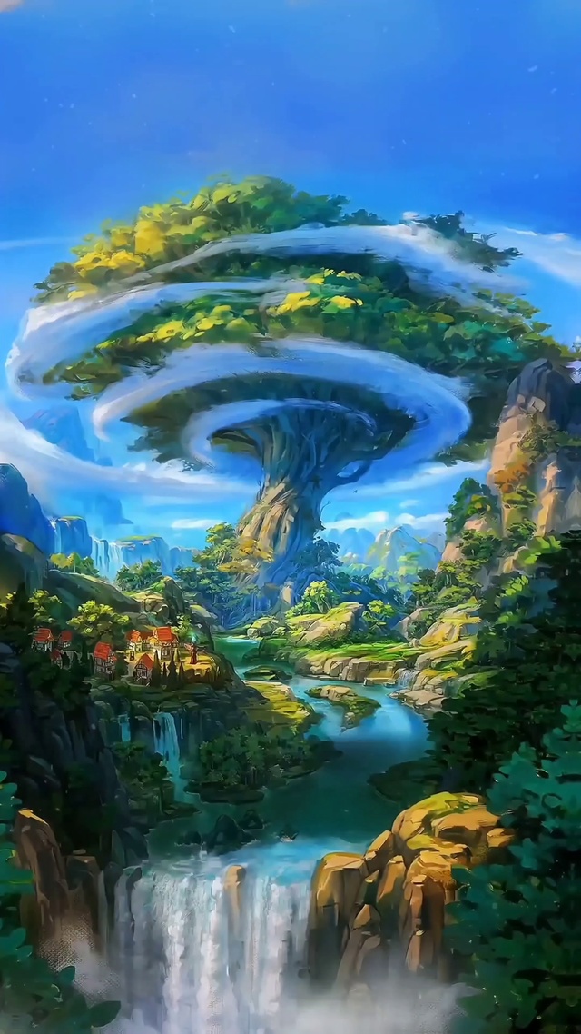 4K唯美治愈-神树江流美景