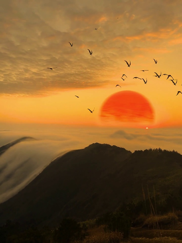 云海中国画太阳