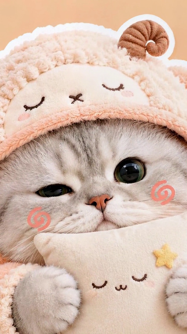 穿小羊睡衣的软萌猫咪