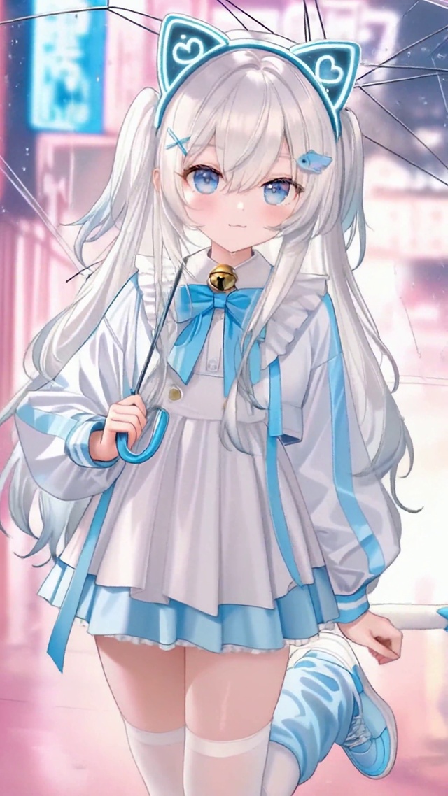 雨天霓虹街猫耳甜系美少女