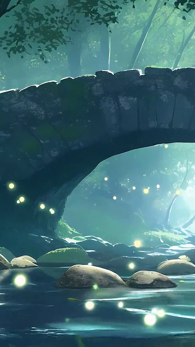 护眼绿景树木河流