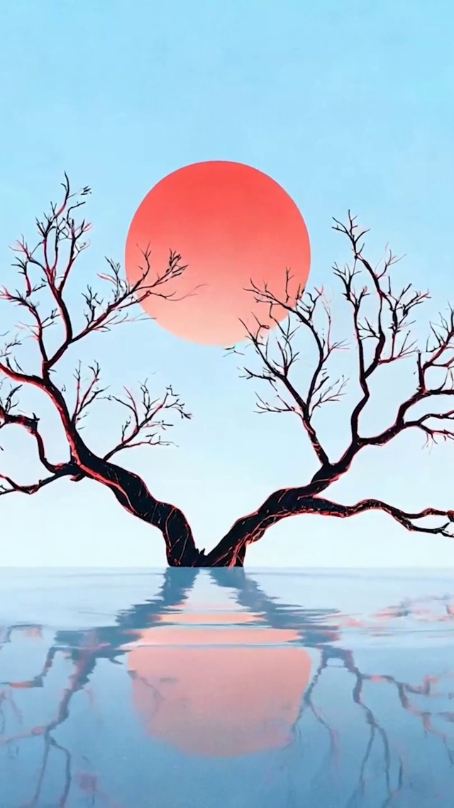 夕阳树木