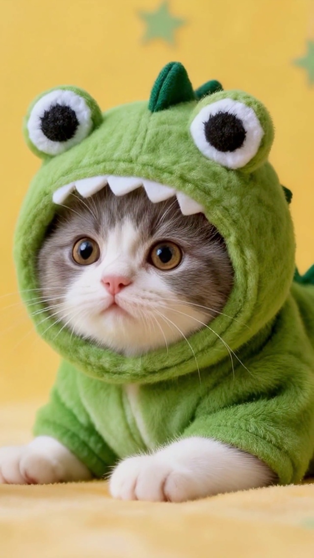 穿恐龙服的小奶猫