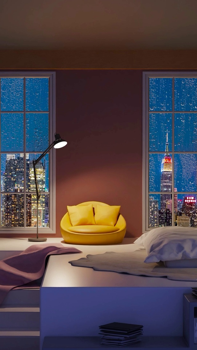 安静的雨天房间