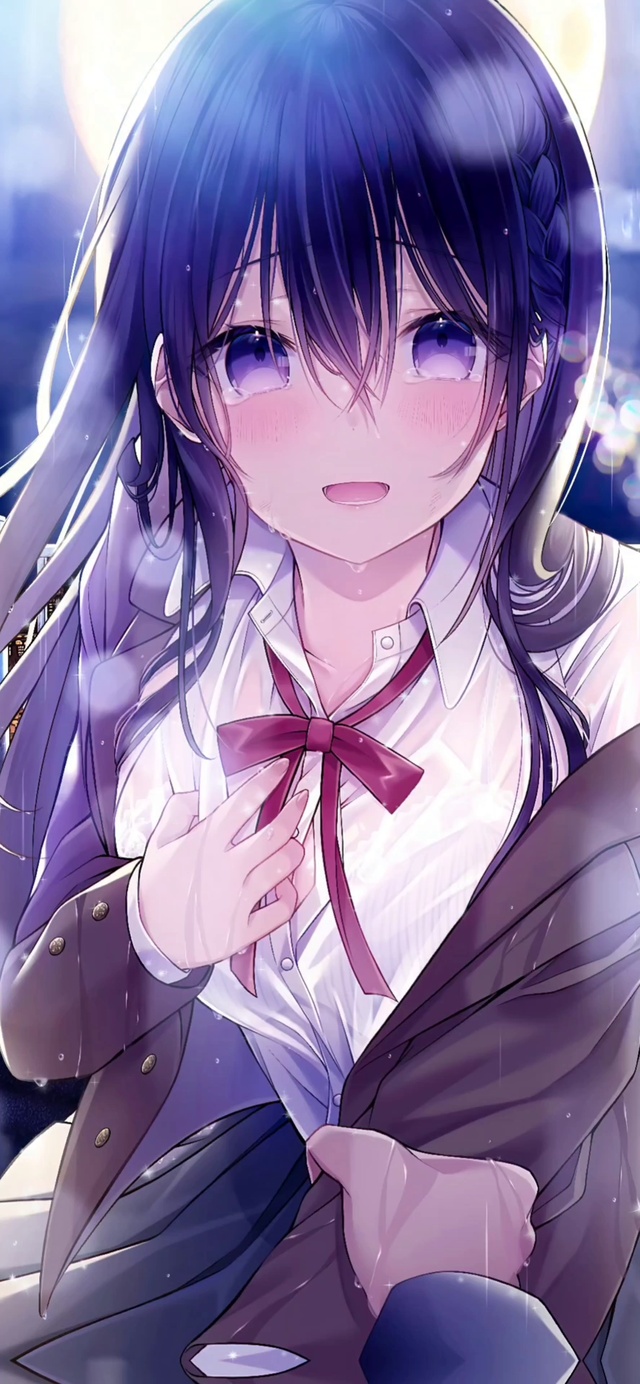 月光雨夜淋雨少女