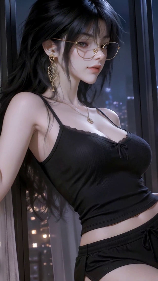 窗边眼镜美女