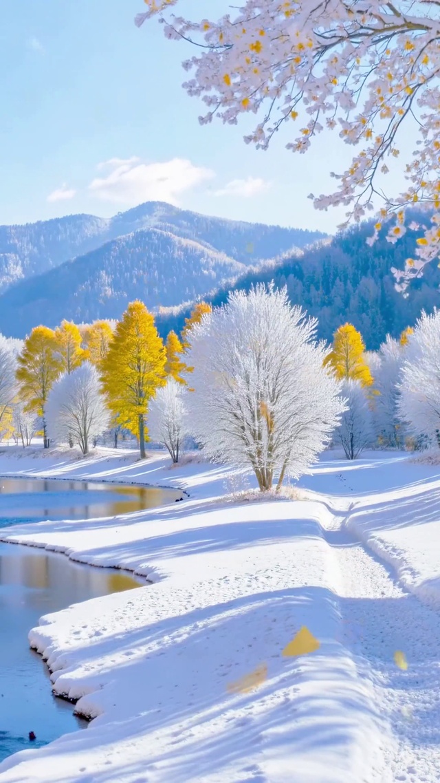护眼雪溪映秋