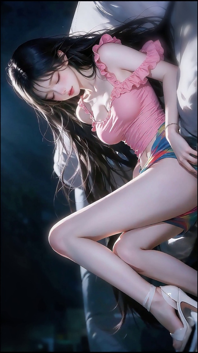 唯美粉衣长发少女