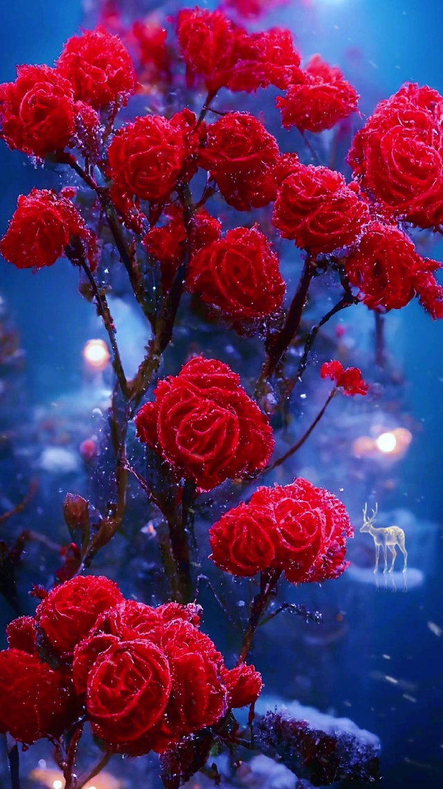 红色玫瑰花树