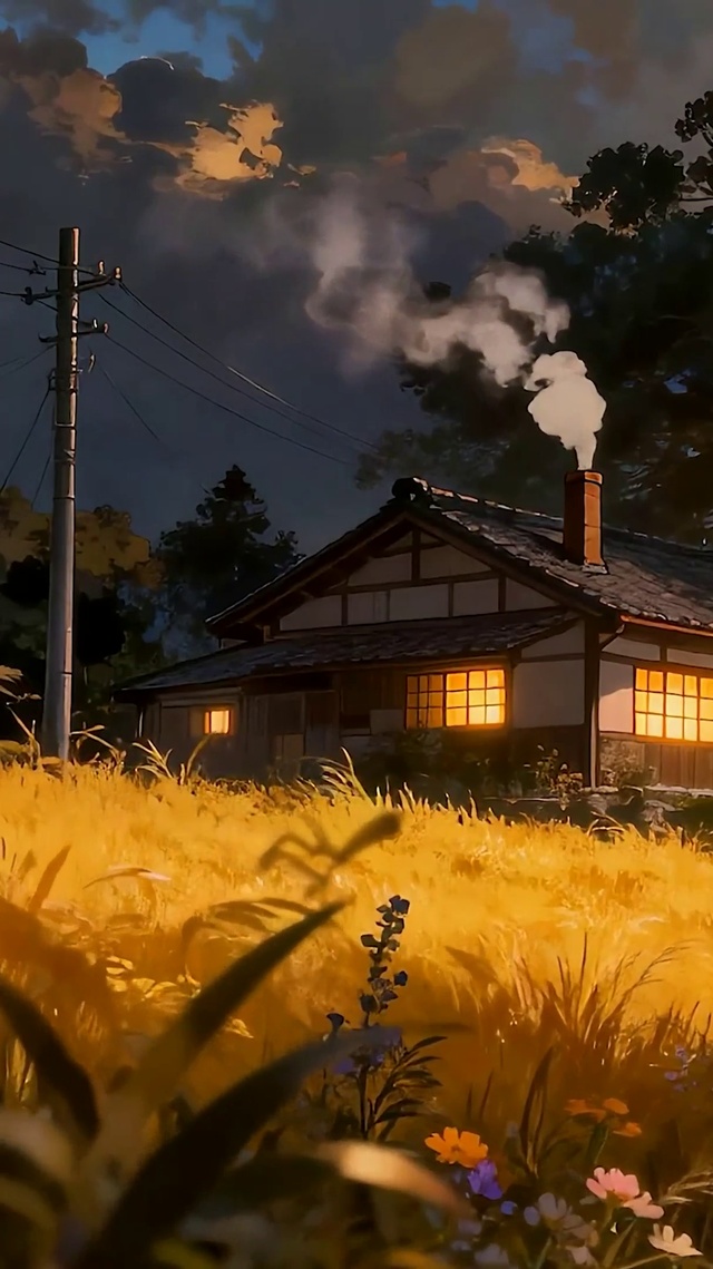 夕阳树木