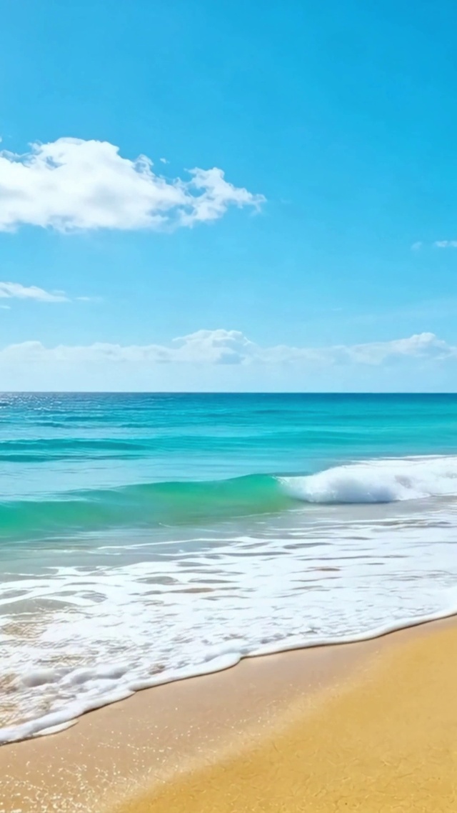 唯美沙滩海浪4K