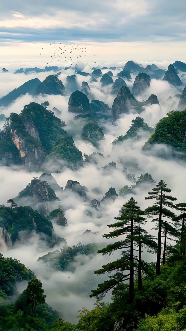 大自然中的山川云海