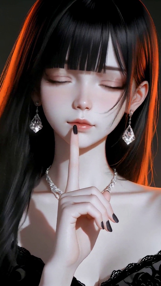 黑发红眸冷艳美少女