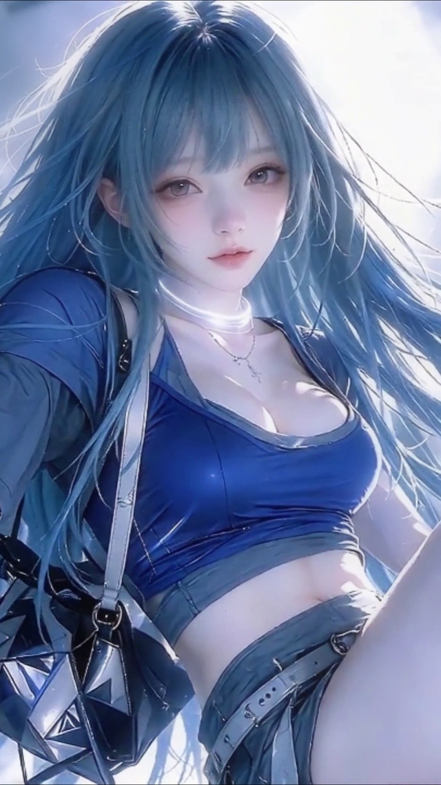 梦幻蓝发都市少女