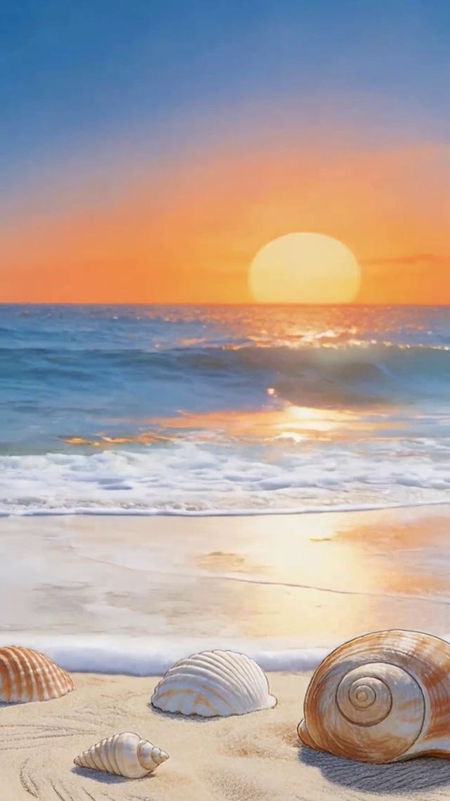 夕阳海滩