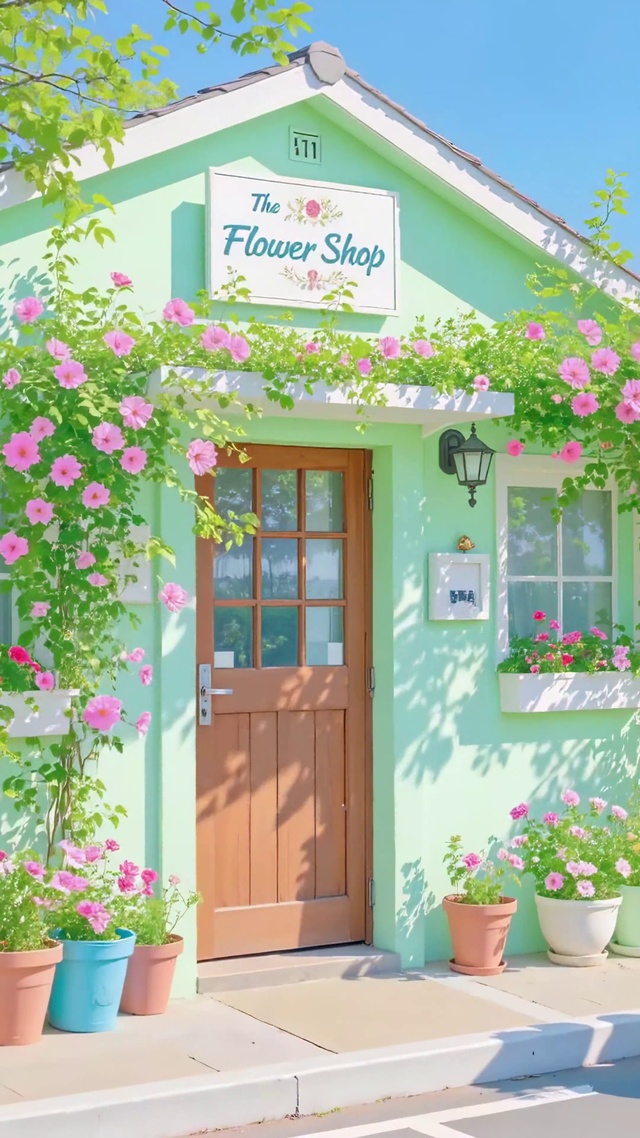 小清新开满鲜花的海边小屋