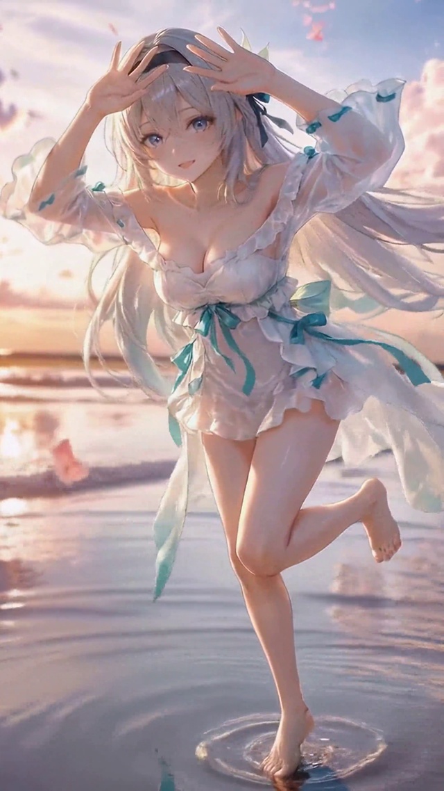 海边樱花少女