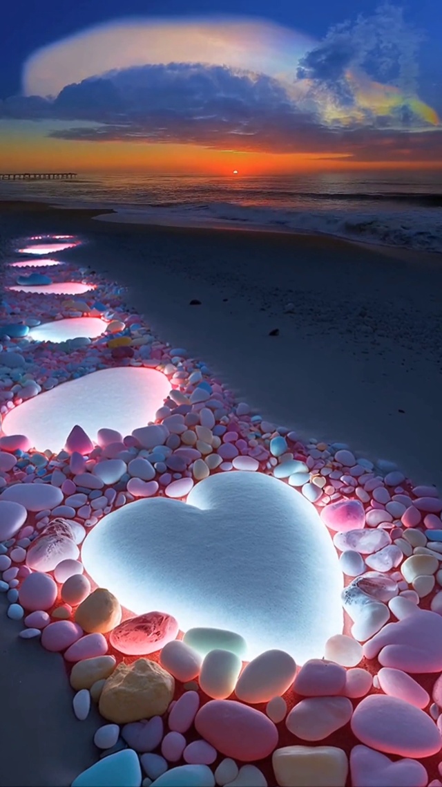 粉色沙滩爱心