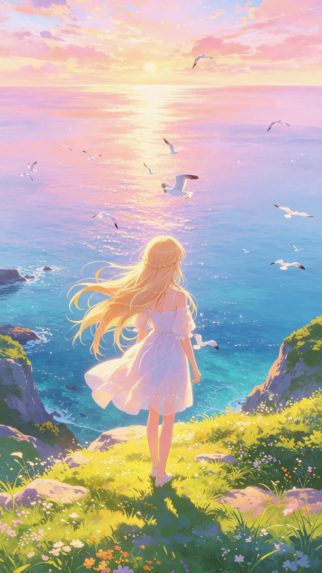 唯美海边少女