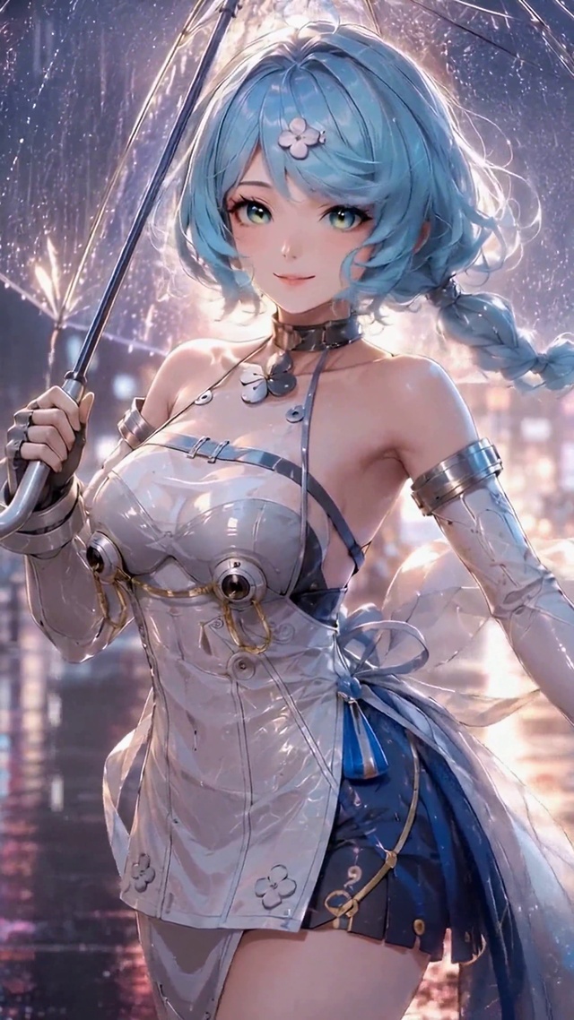 雨夜蓝发少女
