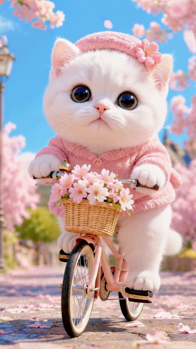 樱花猫咪骑行