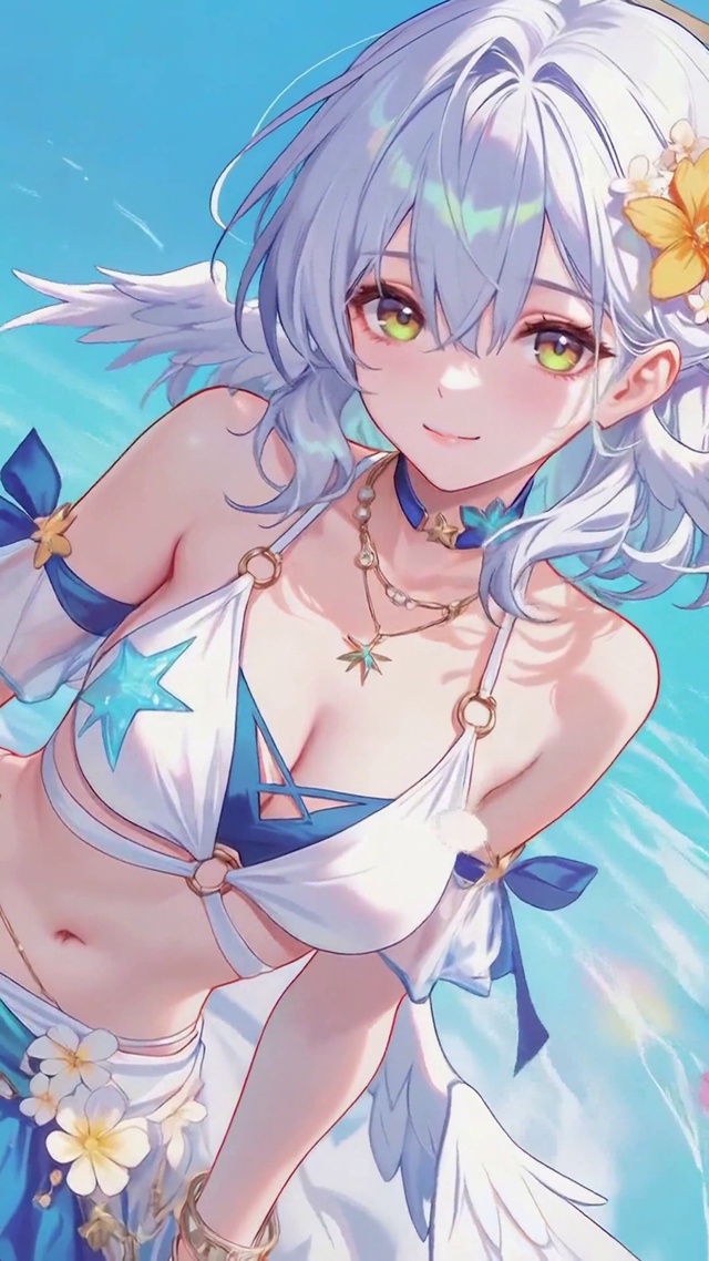 夏日泳装天使少女知更鸟